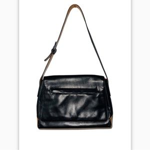 Castelbajac Shoulder Bag Italian Leather Black & Caramel Color.